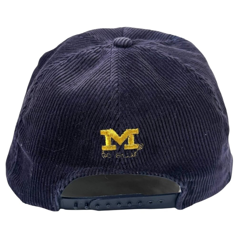 Vintage University Of Michigan Wolverines Corduroy Hat SnapBack Embroidered Blue - Picture 4 of 12